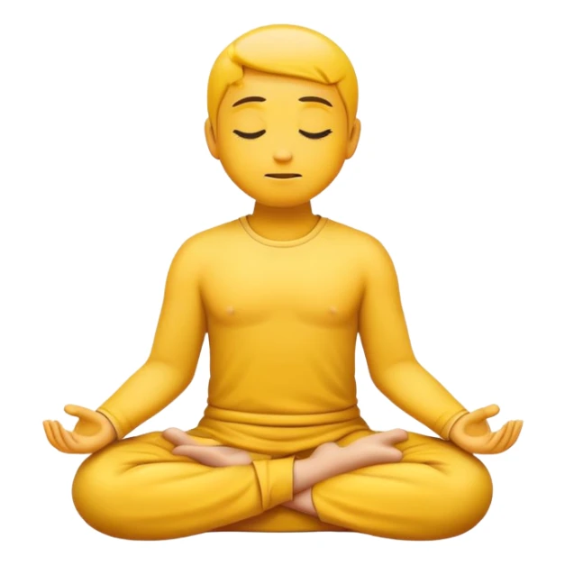 classic yellow emoji meditating, peaceful expression, sitting cross-legged sticker