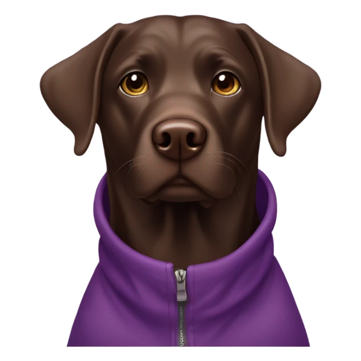 Chocolate Labrador in purple coat sticker