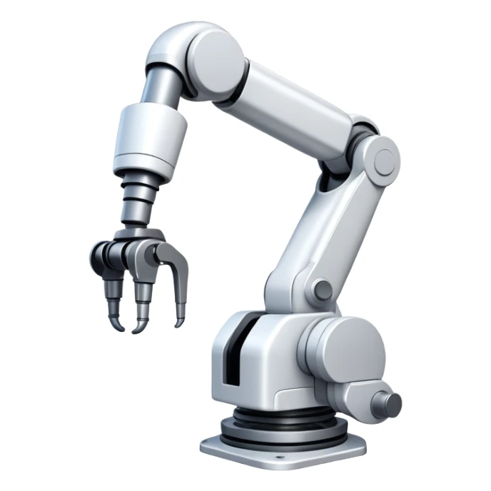 industrial robot arm wearing white dress  sticker