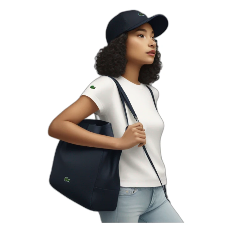 Lacoste bag latin girl with black lacoste cap sticker