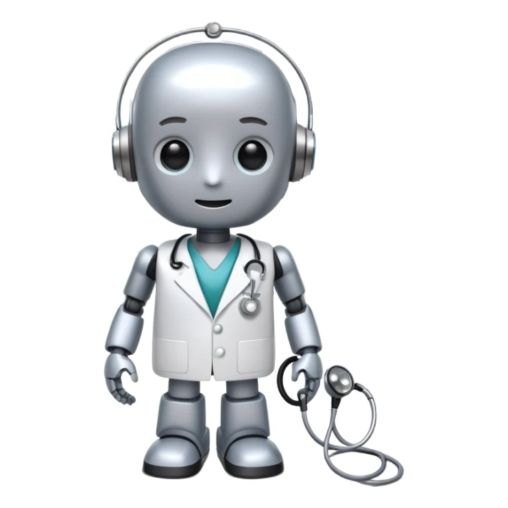 friendly AI robot doctor with stethoscope in a hospital setting sticker