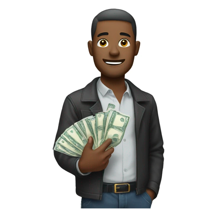 a man holding money in his hand sticker