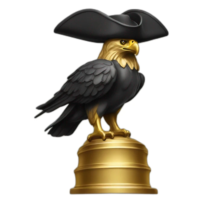 statue golden eagle with napoleon tricorne hat sticker