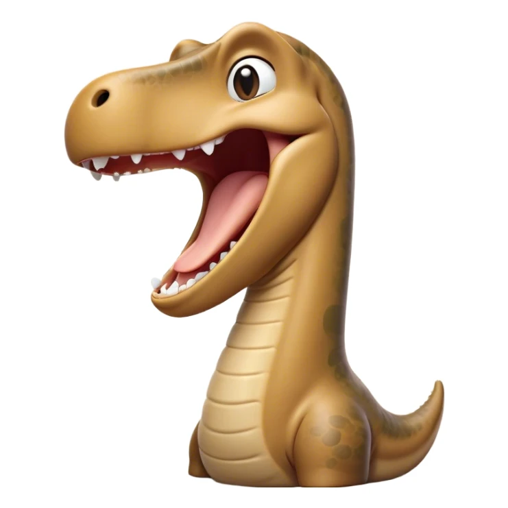 Cinematic Cute Yawning Brontosaurus Portrait Emoji, Head tilted slightly with a dramatic, wide-open yawn, showcasing its monumental, elongated neck and a massive, textured body with sleepy, half-closed eyes and a relaxed, open mouth, Simplified yet irresistibly cute features, highly detailed, glowing with a soft, cozy ancient glow, high shine, relaxed yet expressive, stylized with a dash of whimsical prehistoric ease, soft glowing outline, capturing the essence of a drowsy yet affectionate Brontosaurus that appears ready to stretch and yawn its way out of the screen! sticker