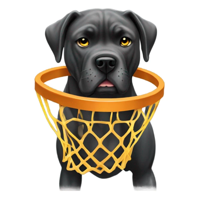  A black Cane Corso dunking a basketball wearing a gray and gold cape. sticker