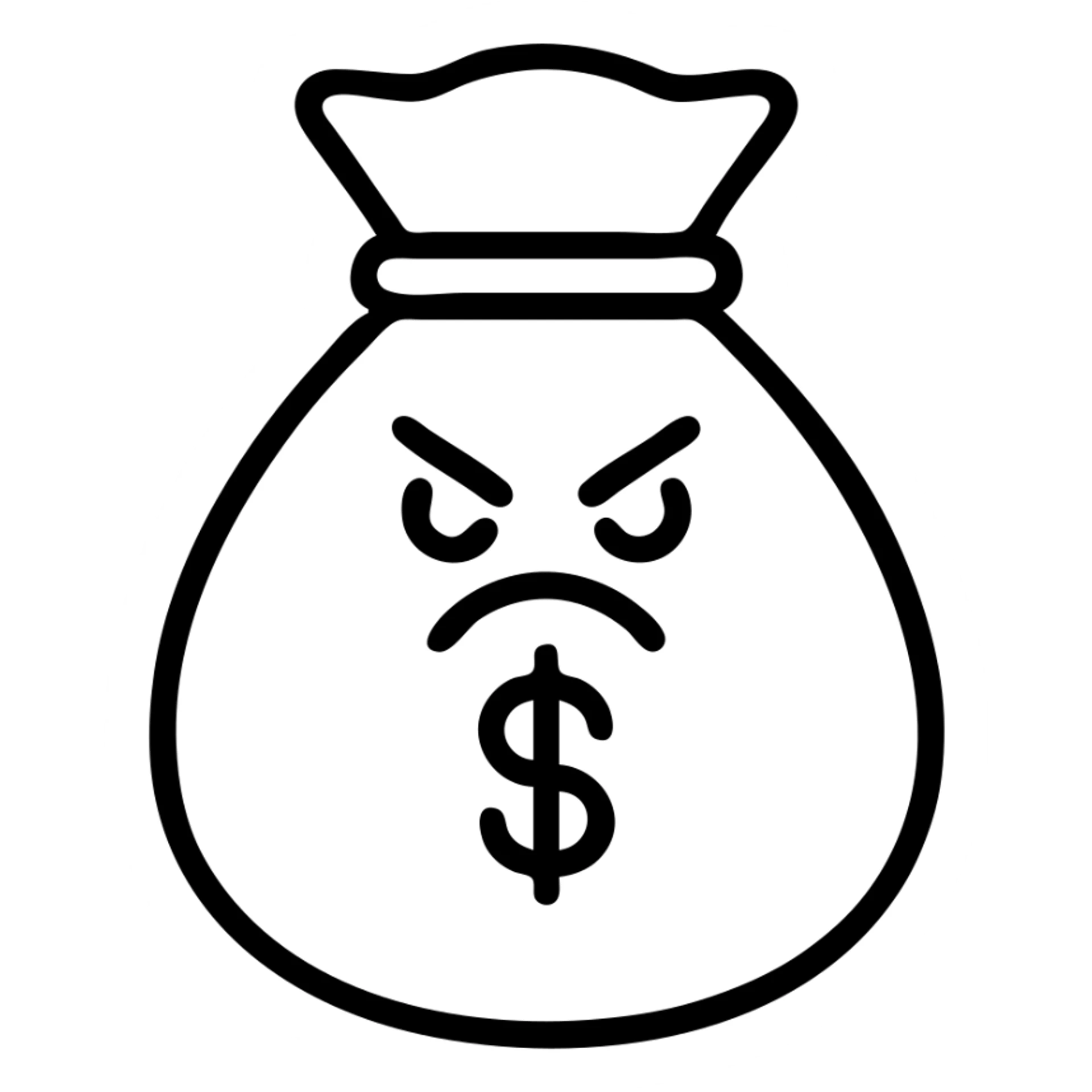 outlined angry bag of money icon sticker