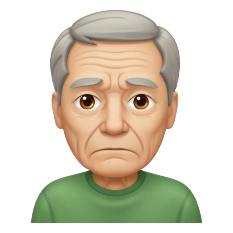 tired looking 65 year old man in green shirt sticker