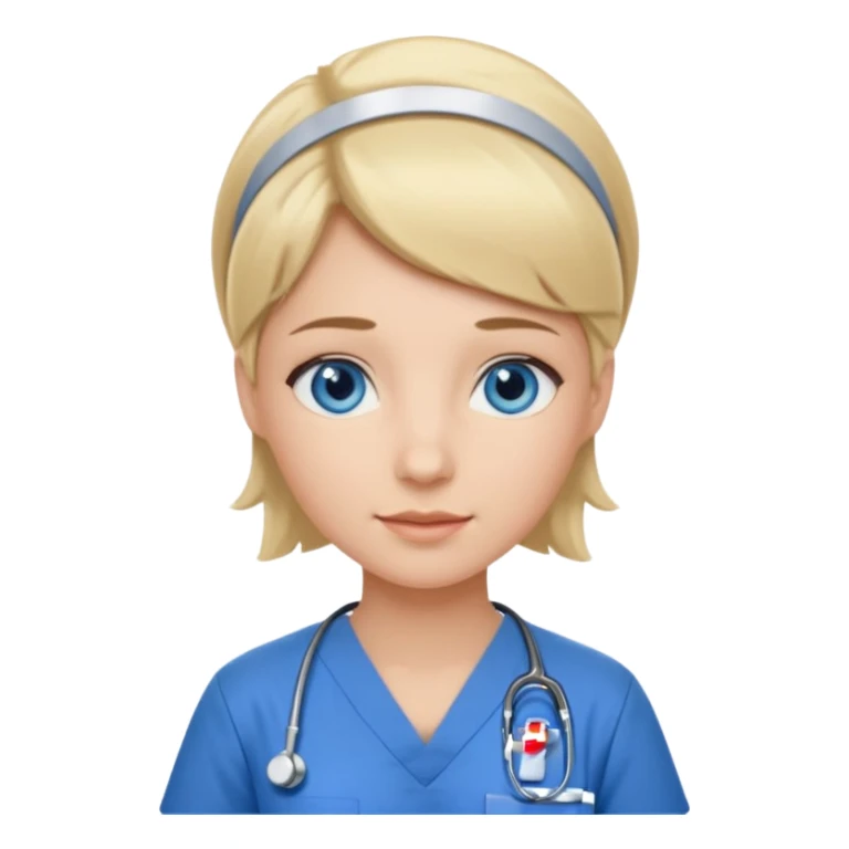 Nurse blue eyes short blond blue scrubs sticker