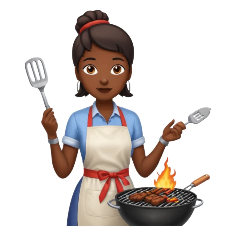 dark skin woman grilling bbq with grill and apron sticker