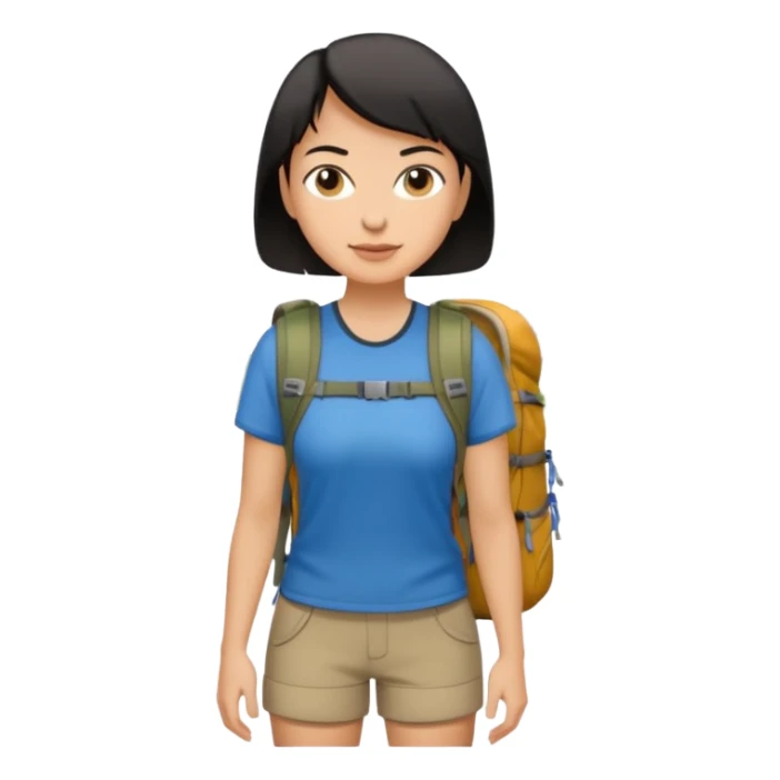 a white woman who has black short hair hiking  sticker