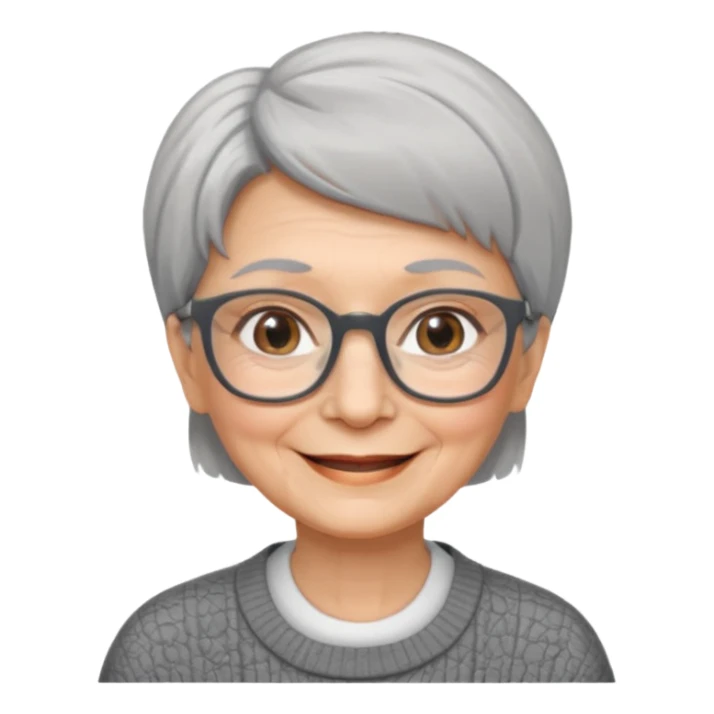 Old woman square glasses short gray straight hair sticker