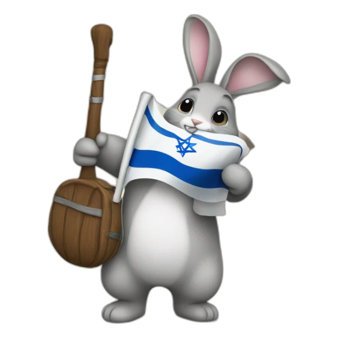 rabbins with Sidelocks holding israel flag in his hands sticker