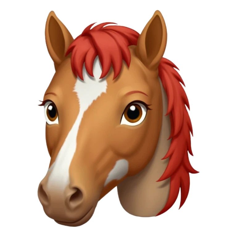 Red dun horse with same color hair and a small white star between his eyes sticker