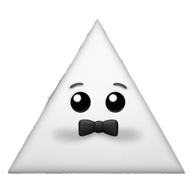 Triangle with black legs, black arms with 4 fingers (sharp), one eye, three eyelashes, bow tie sticker