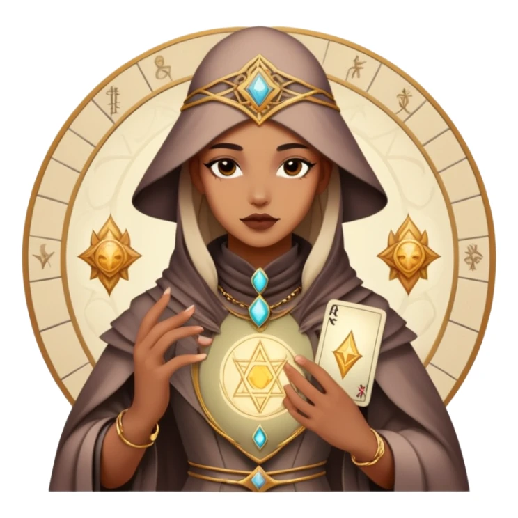 Spiritual tarot card with fashion elements, personal style oracle, mystical wardrobe symbol sticker