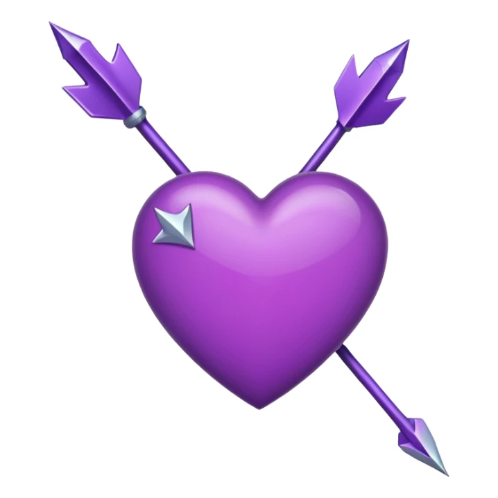 purple heart pierced by an arrow, iPhone emoji style, different angle sticker
