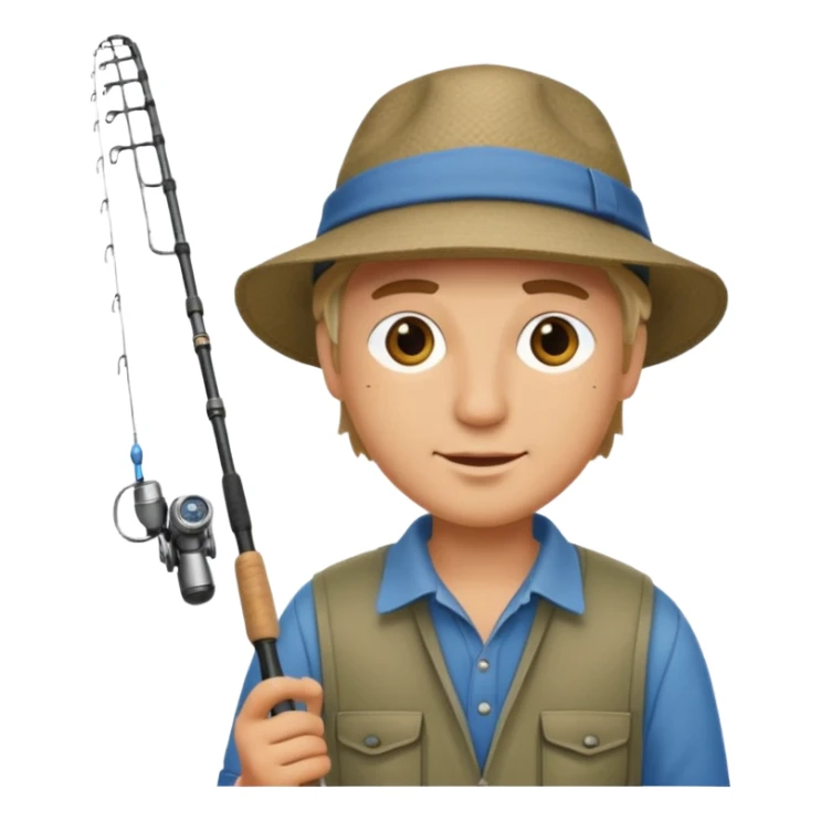 a man holding a fishing rod sticker