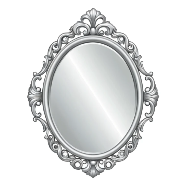 silver elegant mirror with handle with a lot of decoration sticker