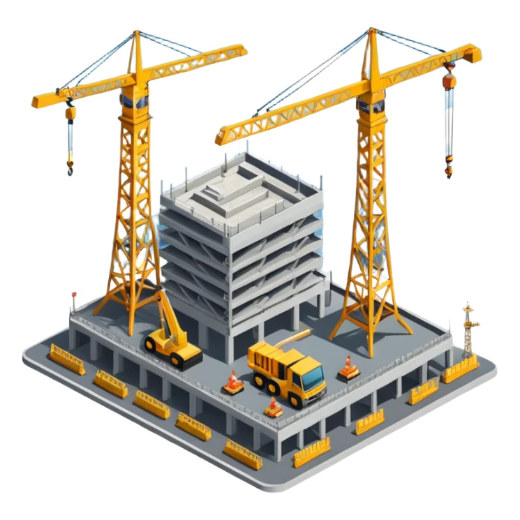 isometric construction site of cathay airport sticker
