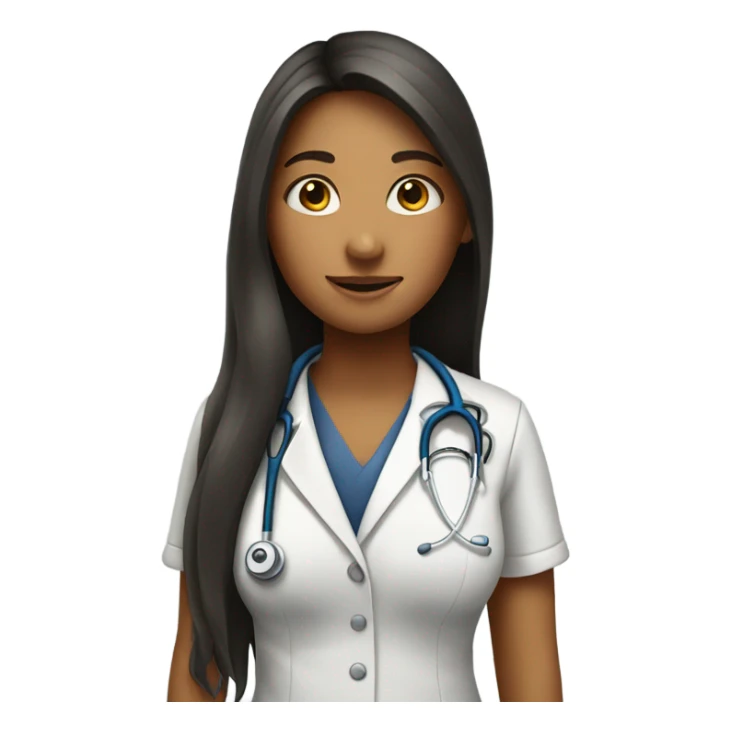 A long haired girl wearing a stethescope  sticker