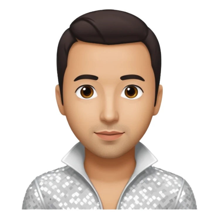 Howie Dorough from Backstreet Boys with dark brown hair, white sequin outfit sticker