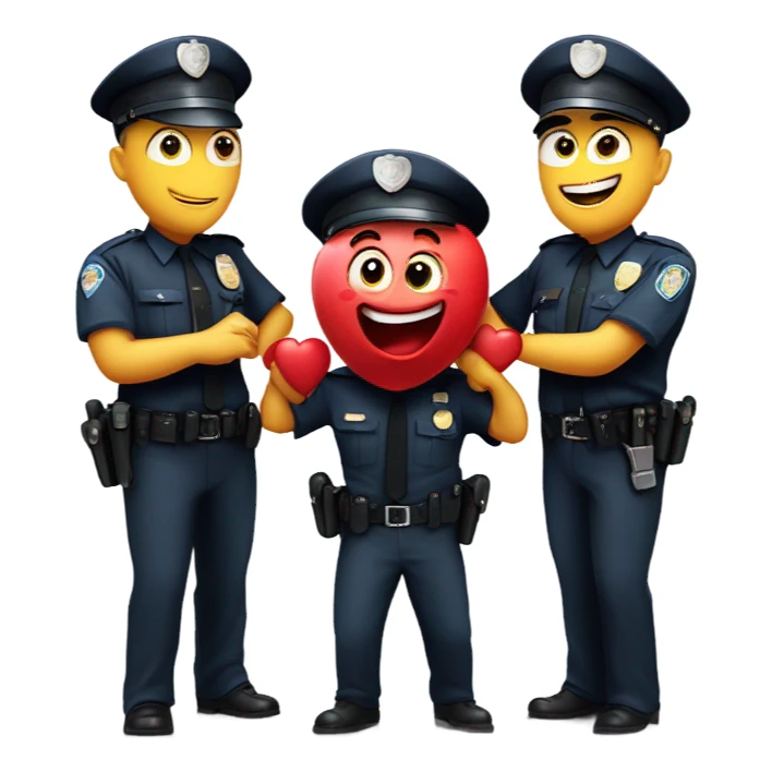 Cartoon Heart getting hand cuffed by police sticker