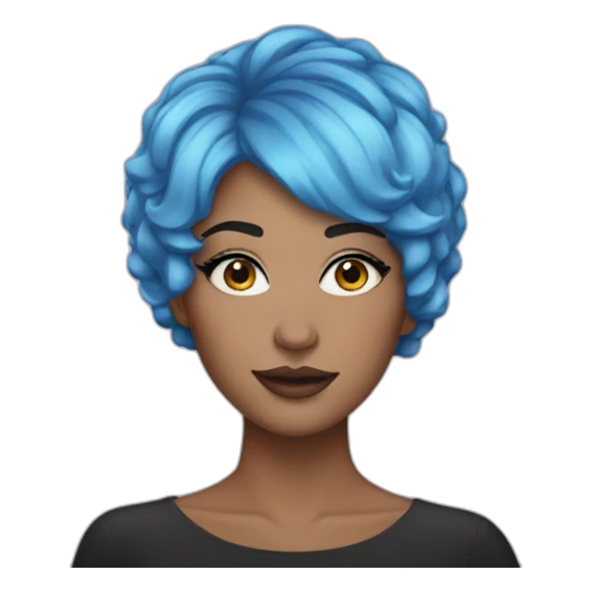 women with short blue hair and glitter makeup sticker