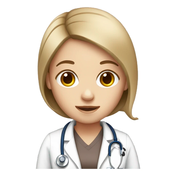 White girl with brown short hair with stethoscope sticker