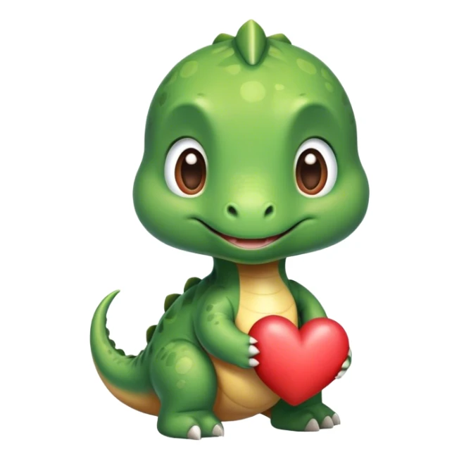 heart-shaped face of a baby dinosaur  sticker