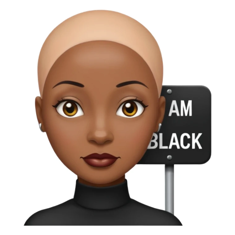 Una negra calva con un cartel que ponga soy negra sticker