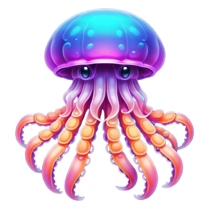 Neon glowing jellyfish-crab-squid sticker