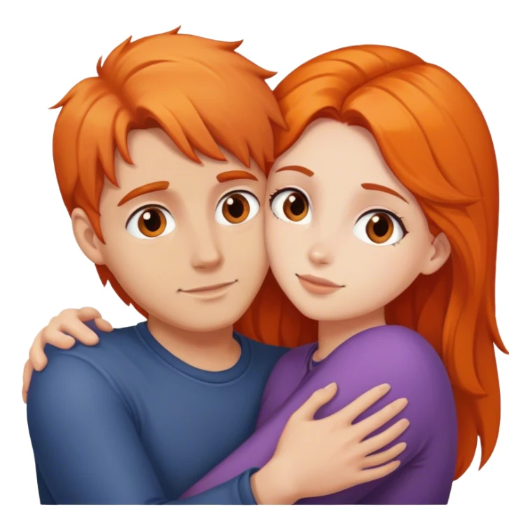 Orange haired man hugging brunette girl sticker