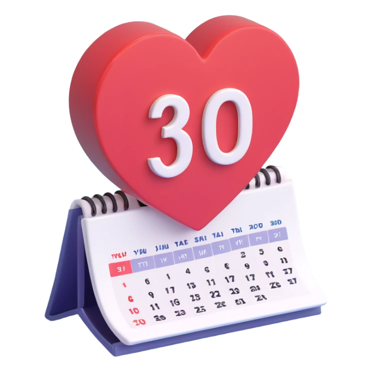 3d icon heart on calendar sticker