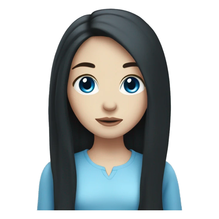 Pale girl with long black hair and blue eyes sticker