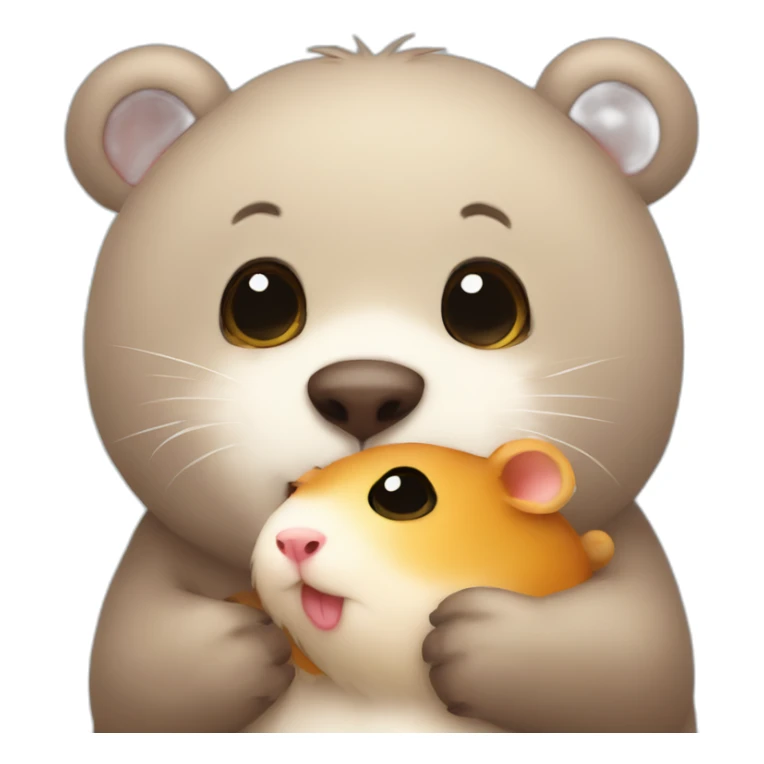 emoji bear kissing cute hamster sticker