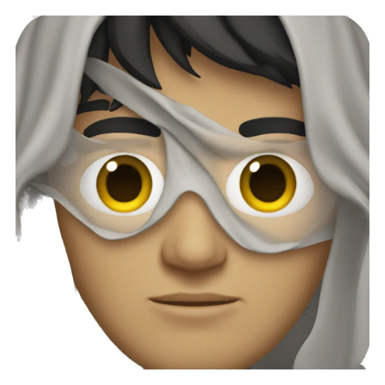 Black haired man with eyes that are covered up sticker