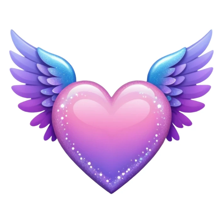 ombré heart with big full pastel wings with glitter and sparkles sticker