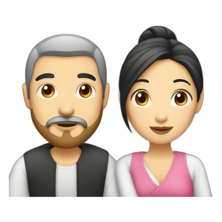 man-with-beard-and-asian-woman-kissing sticker