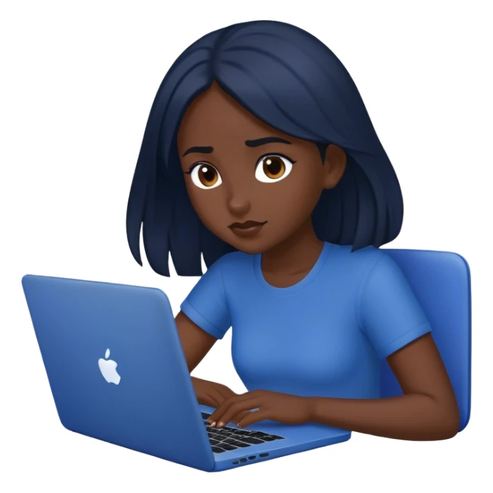 dark-haired girl at a dark blue laptop sticker