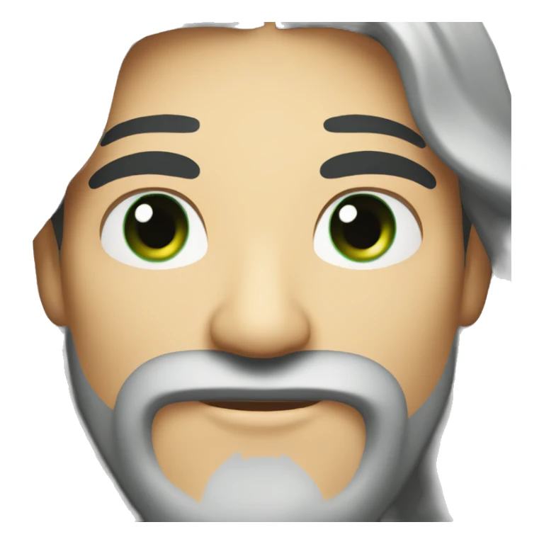 One Man with long black hair and black beard and green eyes sticker