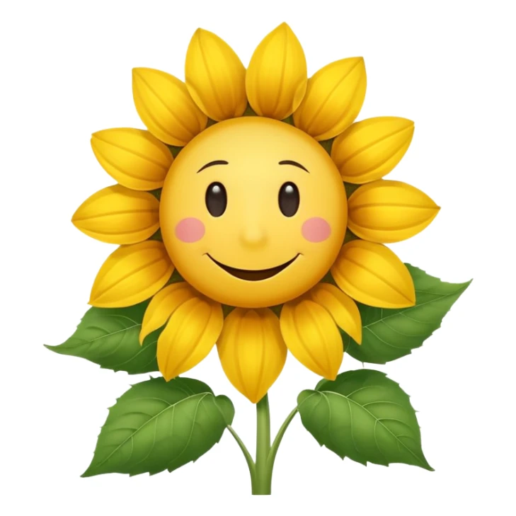 make a sunflower with a white disc in the middle with a smiley face, make it have 6 yellow petals and remove the cheeks nose and eyebrows sticker