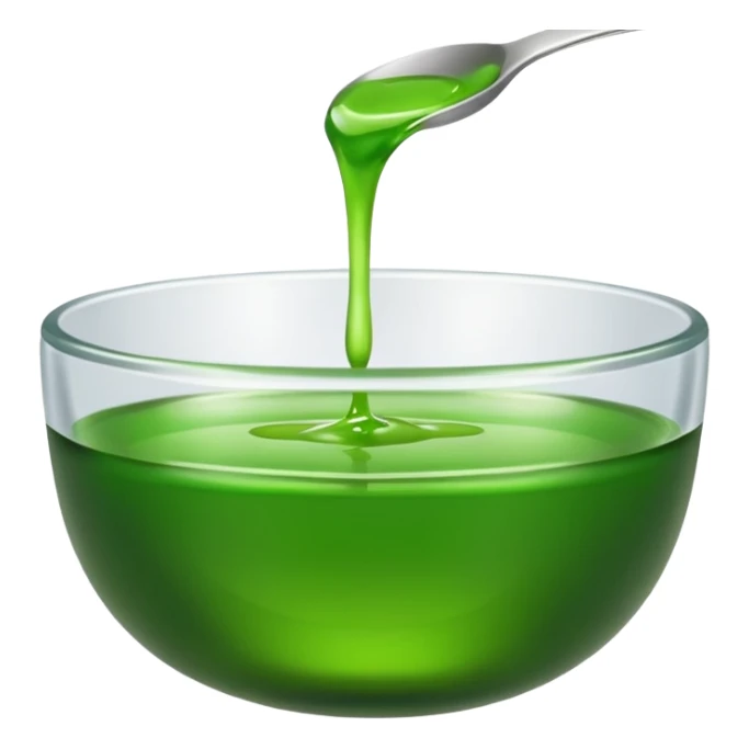 small dipping bowl with green liquid, matte, no spoon, simple, clear sticker