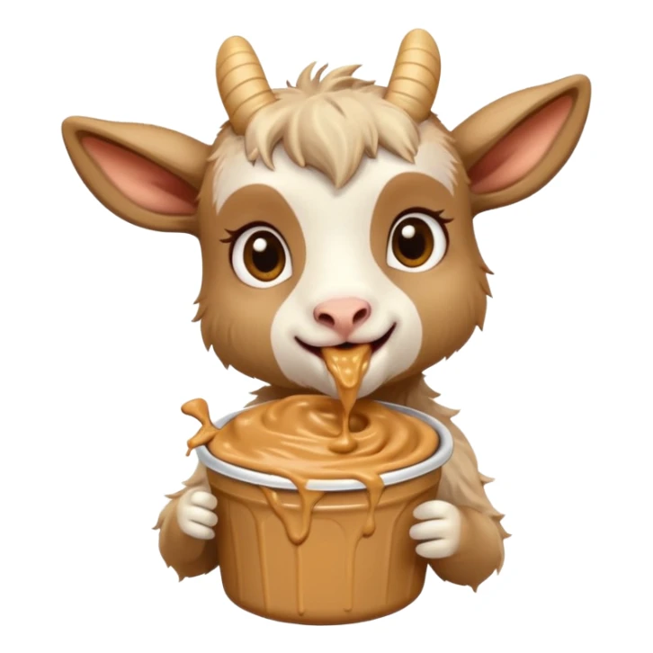 cute baby goat eating peanut butter sticker