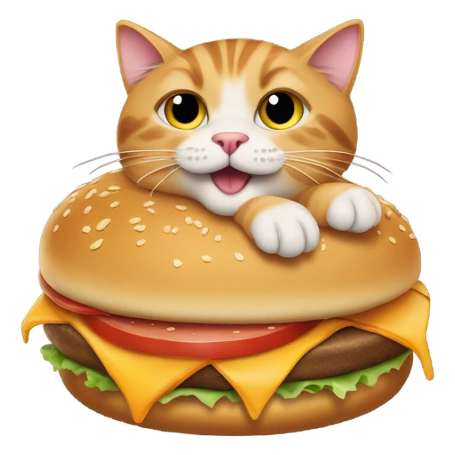 cat eating burger sticker