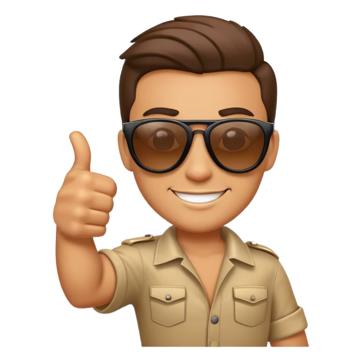 Cool character with sunglasses giving thumbs up, looking confident and awesome sticker