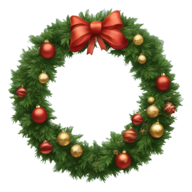 Realistic Circular christmas wreath with baubles and bows sticker
