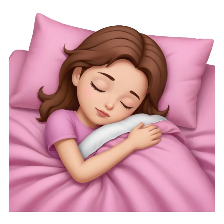 Girl sleep, pink sheets, brown hair sticker