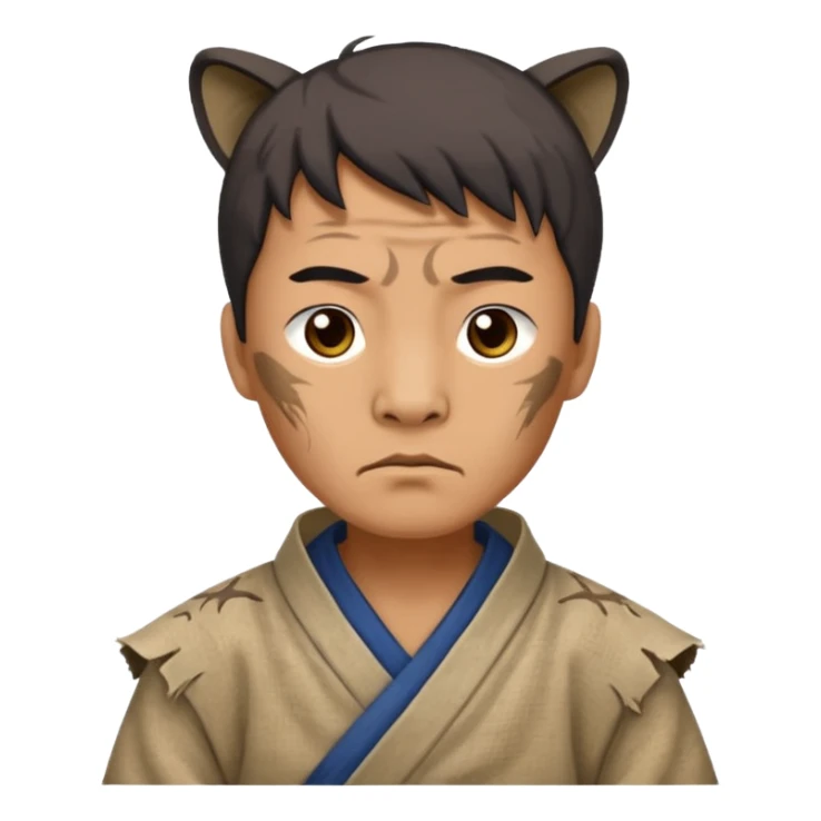 china ancient man, tattered puma skin cloth sticker