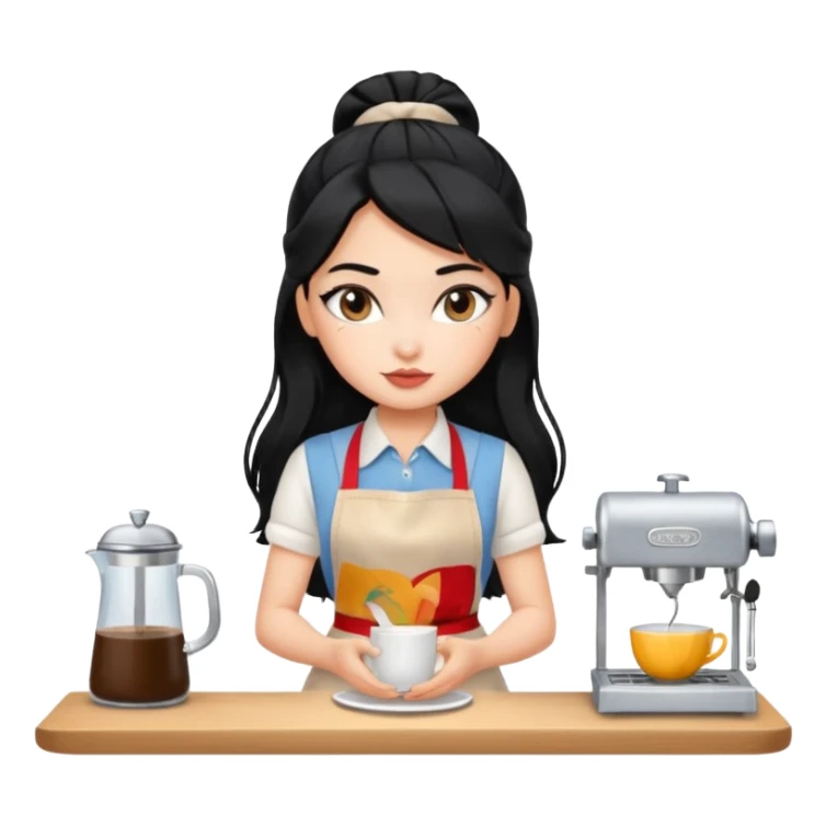 a pretty bratz barista. black hair sticker