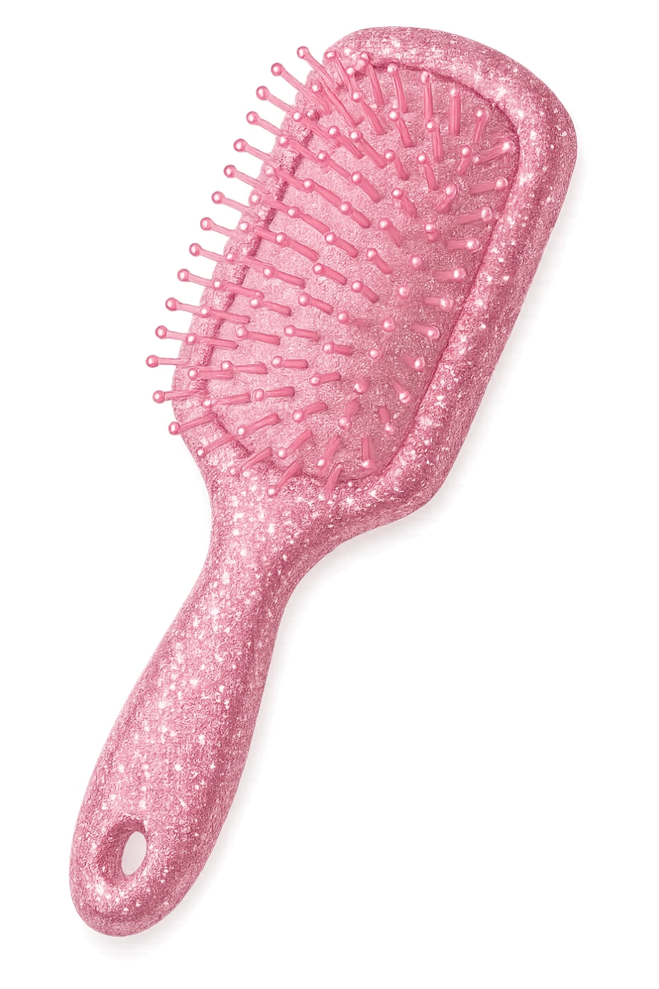 sparkling girly hairbrush, pink and glamorous, no background sticker